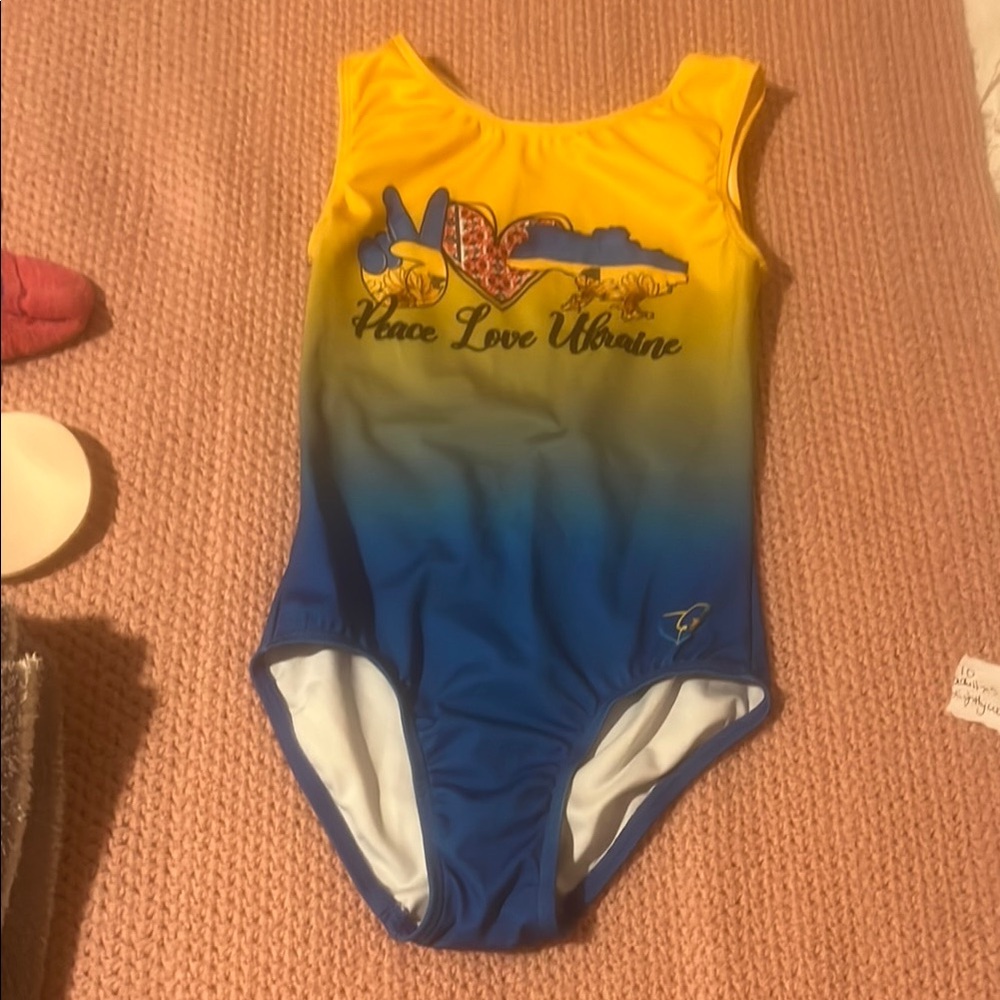 Yellow and Blue Peace Love Ukraine Leotard